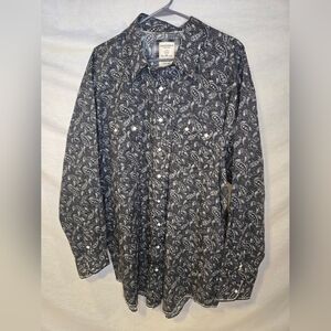 Panhandle Rough Stock Black And White Western Pearl Snap Shirt XXL